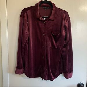 Fred David Women’s Maroon Corduroy Long Sleeve Snap Shirt Size Small